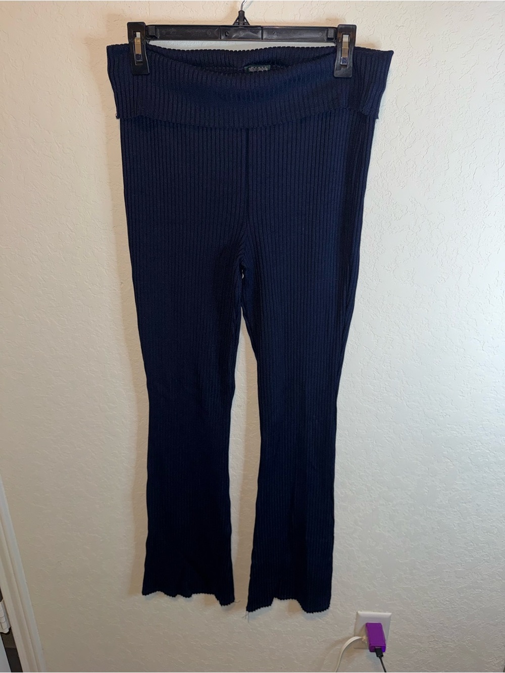 Women’s Wild Fable navy blue ribbed knit flare leg lounge pants